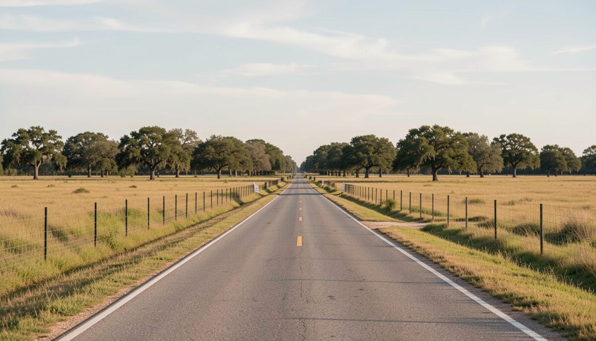 A folded paper county map spread on a truck hood beside a steel thermos, dust on the paint, ploughed fields and a low tree line beyond under a flat grey sky.